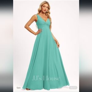 A-Line V-Neck Floor-Length Chiffon Bridesmaid Dress